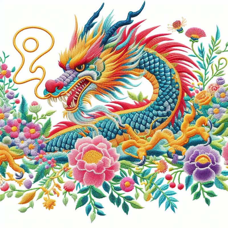 中国龙刺绣